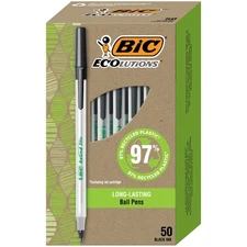 BIC Ecolutions Round Stic Ballpoint Pens, Medium Point (1.0mm), 50-Count Pack, B