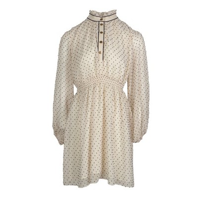 Sandro Paris Kleid Weiß Gepunktet Gr. 40 L Damen Polka Dot SFPRO02000