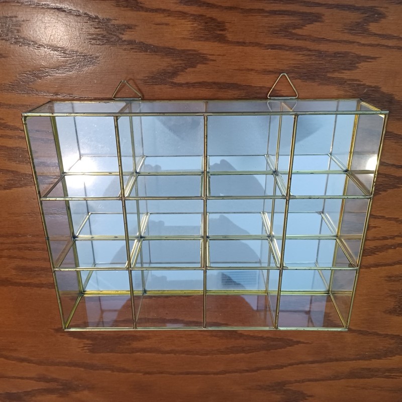 Vintage Brass & Mirrored Glass Tabletop Wall Mount Mini Curio Cabinet 9” Display