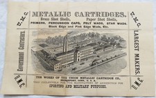 Union cartouche métallisée co munitions publicité large face/cible 1883 ancienne