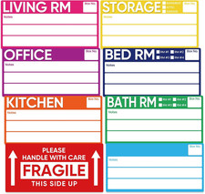 6 X 3 Inches Large Removable Moving Labels for Boxes, 180 Pack 8 Color Coded Mov
