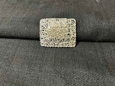 Vintage Signed  Tip Toe  Single Shoe Clip Silver Tone Filigree W/ Rhinestones