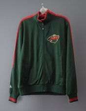 Men's Majestic NHL Minnesota Wild Green Graphic ZipUp Track Suit Jacket Size Sm