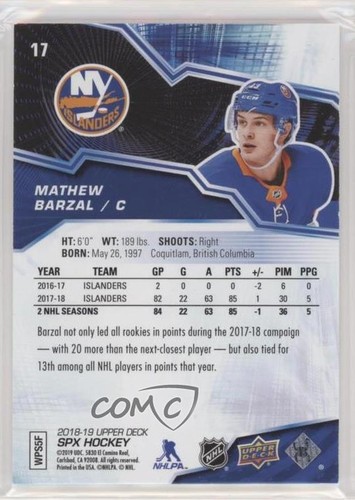 2018-19 SPx Stars /299 Mathew Barzal #17 - 第 2/6 張圖片