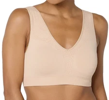 Breezies~Jacquard Back Smoothing Wirefree Bra~3X~Sunbeige~A692700~Foam Cup