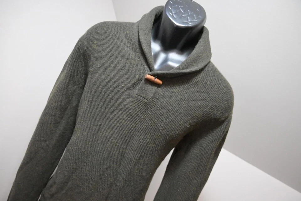 Suéter Banana Republic Cuello Chal Mezcla Lana Verde/Marrón Informal Para Hombres Talla XL Foto 4 de 4