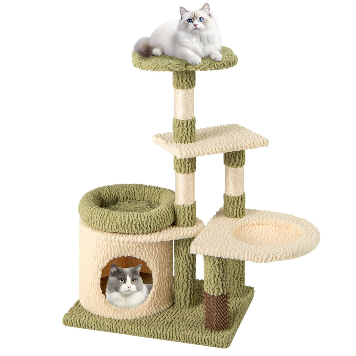 Arbre à chat avec condo et arche de massage contre les poils morts et griffades de canapé
