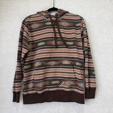 Ariat Hoodie Womens Medium Brown Skyline Fleece Aztec Stripe Pullover Western
