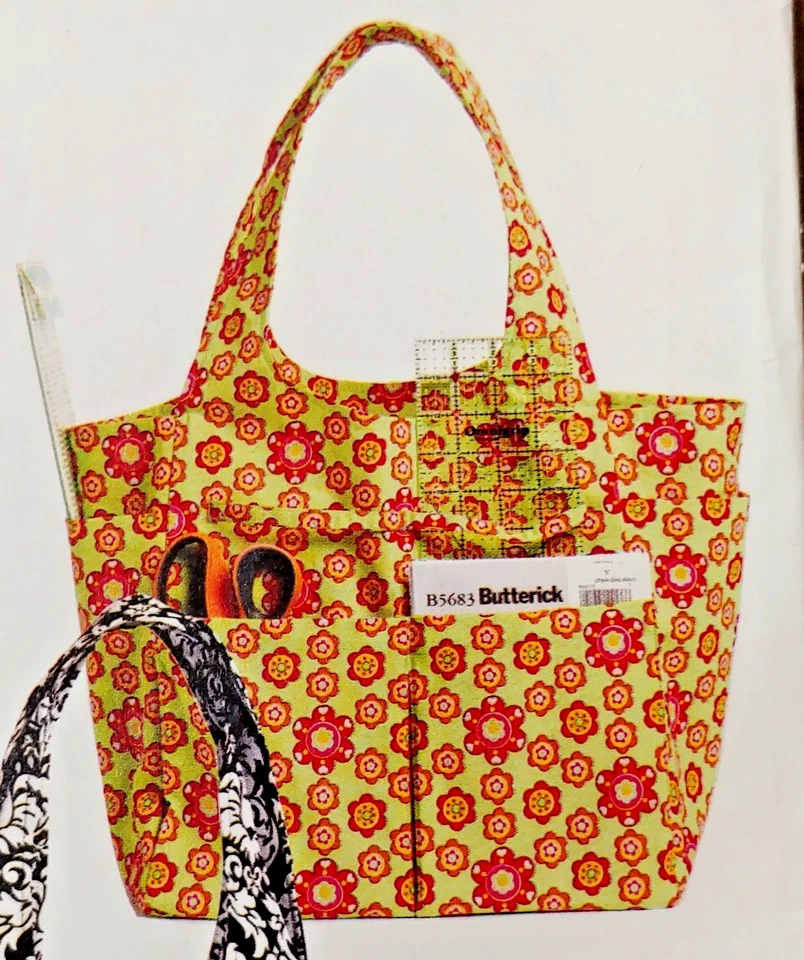 Butterick See & Sew 5741 Multi Pocket TOTE BAG Knitting Market Sewing School - Image 2 of 4