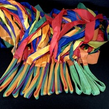 Rainbow Wrist Ribbon Streamers 16 Preschool Dance Discount School Supply Teach