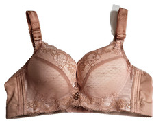 Fall Sweet Padded Push Up Nude Pink Floral Lace Underwire Bra w Charm 36C