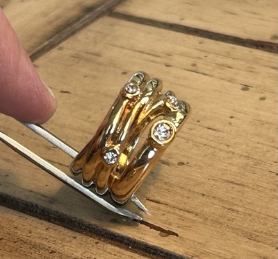 Retired Premier Designs PD Multi Wrap Band Gold Rolling Ring Bezel CZ Sz. 6 Stmt