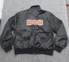 Vtg Gold Coast Master Apparel Jacket Mens Large Black Satin Casino Vegas Zip