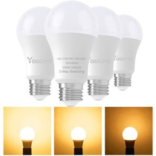 3 Way Light Bulbs 50 100 150 Watt Equivalent 3000K Soft White A21 6/15/20w En...