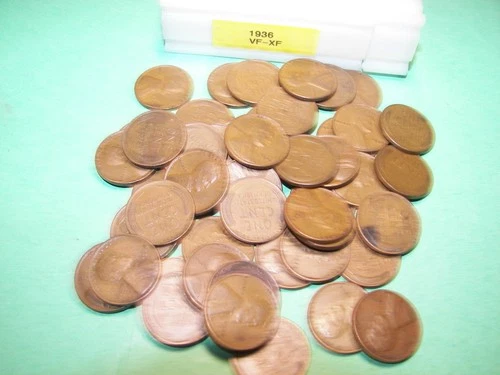 1936 VF-XF Lincoln Wheat Cents High Grade 50 Coin Roll