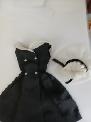 1962 Barbie After Five Black Dress & White Hat #934 Vintage 60's Outfit Mattel