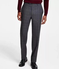 Michael Kors Men's Classic Fit Fall Pattern Dress Pants Grey Plaid 42W 30L