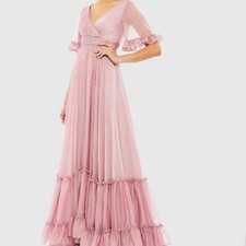 Mac Duggal Womens Chiffon Formal Evening Dress Pink 8