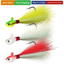 3 Pack Bucktail Jig Lure Hair Jig Saltwater Freshwater Lures Surf Fishing Bas...