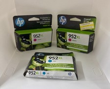 Genuine HP 952XL Ink Cartridges 2 Magenta 1 Cyan OEM Sealed 2022 2023 Dates