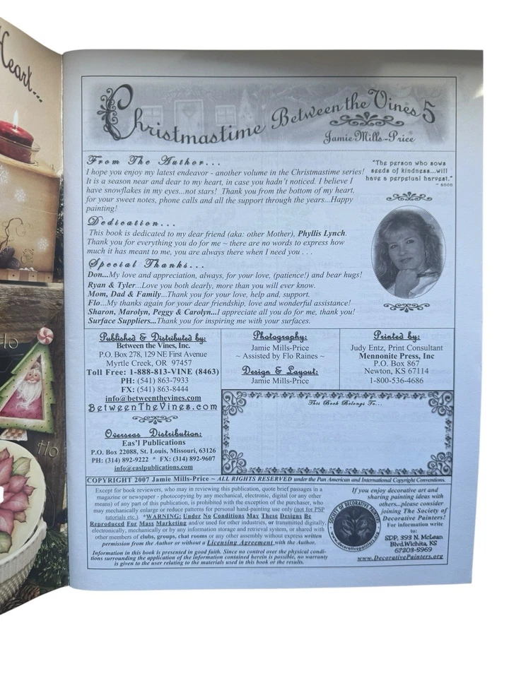 Libro de pintura decorativa CHRISTMASTIME BETWEEN THE VINES 5 JAMIE MILLS-PRECIO Foto 3 de 4