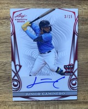 2023 Leaf Trinity Baseball Junior Caminero Red Foil Base Autograph /15