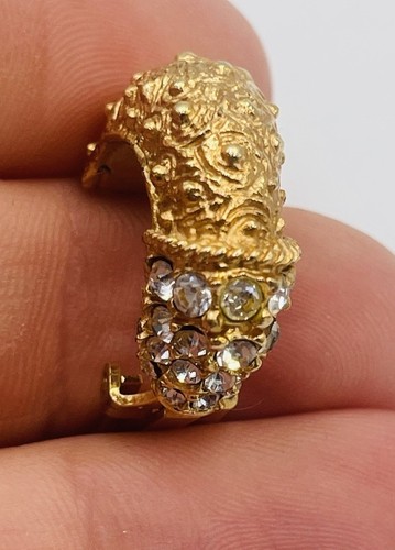 Christe Dior Vintage Or Plaqué Brutaliste Strass Pince Boucles D'Oreilles 1967 - Photo 6 sur 8