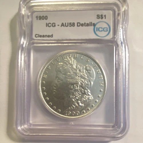 Morgan Dollar 1900 ICG AU58 Details Circulated $1 Silver Coin Cleaned
