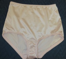 vtg VANITY FAIR SECOND SKIN PINK WHITE 40301 satin HI LEG panties XL/8 lot of 2
