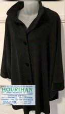 Jimmy Hourihan Of Dublin Ireland Women  s Black Cape Wool Cashmere Button Up EUC