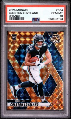 2025 Panini Mosaic - Colston Loveland #304 Orange Mosaic Prizm /199 PSA 10
