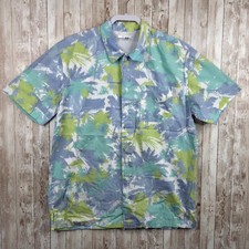 Columbia PFG Shirt Men  s Medium Vented Floral Hawaiian Button Up Blue Green GUC