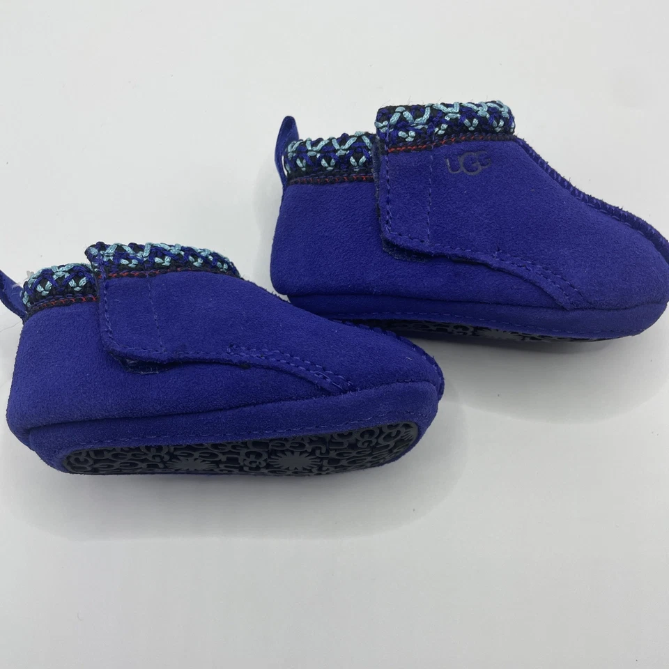 NUEVO SIN ETIQUETAS UGG Baby Tasman Gorro Mocasines Cuero Zapatilla Azul Ombligo Talla 0/1 Foto 4 de 4