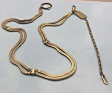 Antique Gold Filled Watch Chain , 15 " Double Chain, Lg Spring Ring ,Fob Chain