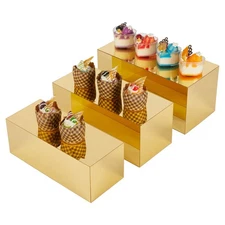 Acrylic Food Display Risers, Gold Risers Boxes 3Pcs Rectangular Display Stand...