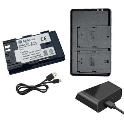 Akku + Dual Ladegerät USB-C für Canon LPEL DS401231 LCE6 LCE6E EL1 EL5 Speedlite
