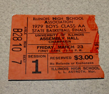 1979 IHSA Illinois High School State Basketball Finals Ticket Stub Assembly Hall
