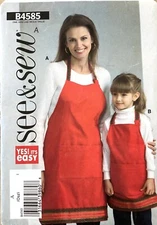 See & Sew B4585 Adult Children Apron All Sizes Uncut