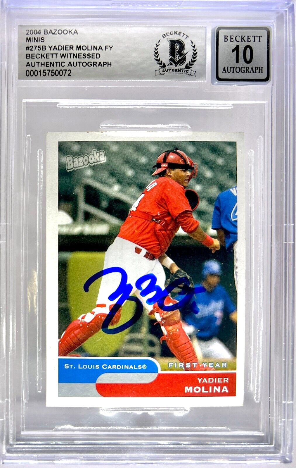 Yadier Molina Autographed Signed Cardinals 2004 Bazooka #275B MLB Baseball Beckett Auto 10 