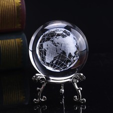 60mm 3D Crystal Earth Ball Glass Laser Engraved Miniature Earth Model Sphere