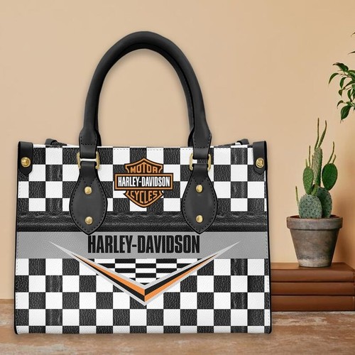 Personalized Harley Racing Davidson Leather Handbag, Women's Leather Bag Gift