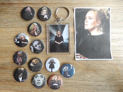 ADELE 12 PINS BUTTONS KONVOLUT 1 ANHÄNGER 1 AUFKLEBER DAYDREAMER POP