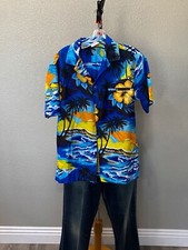 Kalena Fashion Hawaii 100 Poly VTG BUTTON UP CAMP SHIRT Medium M