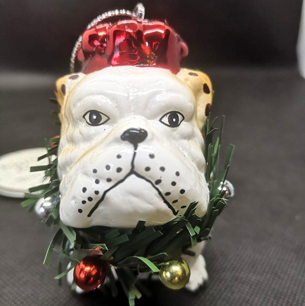 Christbaumschmuck Hund Bulldogge Englische Glas Kugel Figur Christbaumkugeln Dog-image