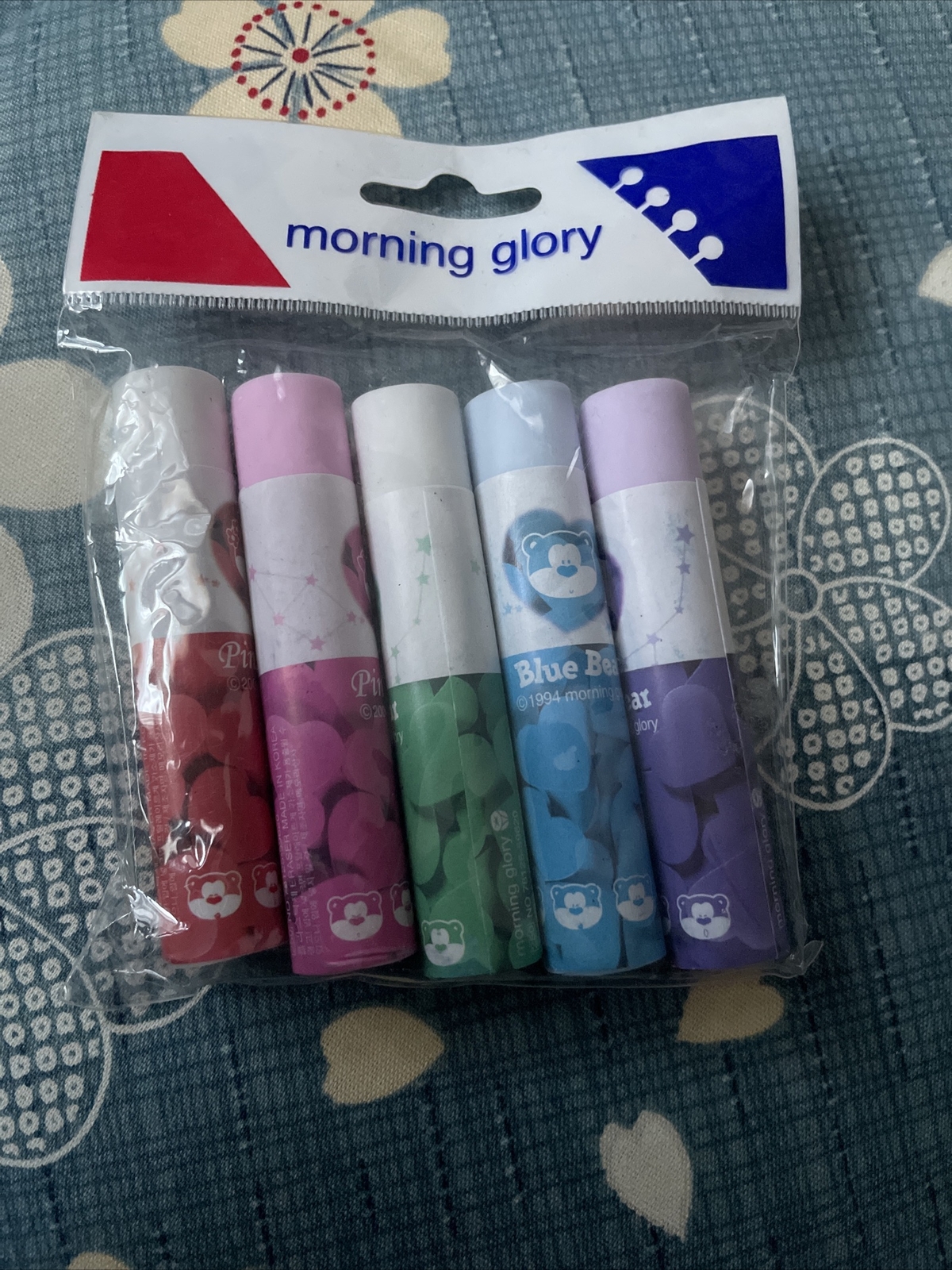 Morning Glory Korean Blue Bear Stationary Eraser 5pc Set eBay