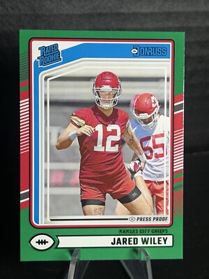 2024 Panini Donruss Jared Wiley Press Proof Green Rated Rookie RC #387