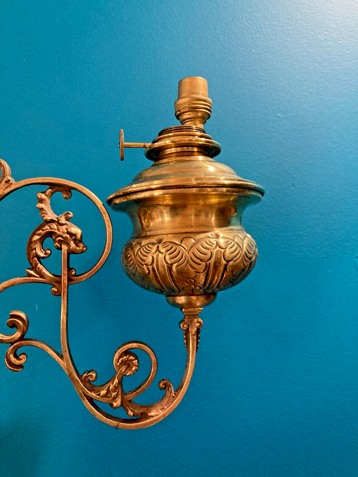 Pair of Brass Wall Sconce Lamp  Gothic Revival Victorian