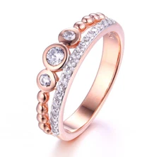 Rose Gold Plate 925 Sterling Silver CZ 3-Stone Ring Wedding Band Sz 3-14 SS3698