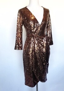 bronze wrap dress