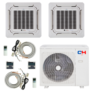 2 Zone Ductless Mini Split Ceiling Cassette A C 12000 24000 With